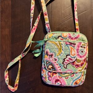 💛 Vera Bradley Quilted Floral Crossbody Bag Pink Green Y2K Preppy OS